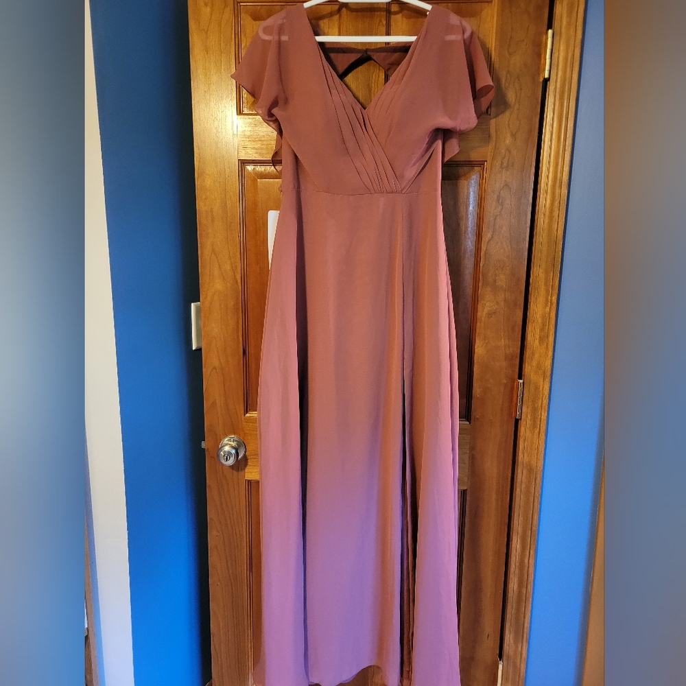 Azazie Rylee Bridesmaid Dress Size 8 Desert Rose - Picture 7 of 15
